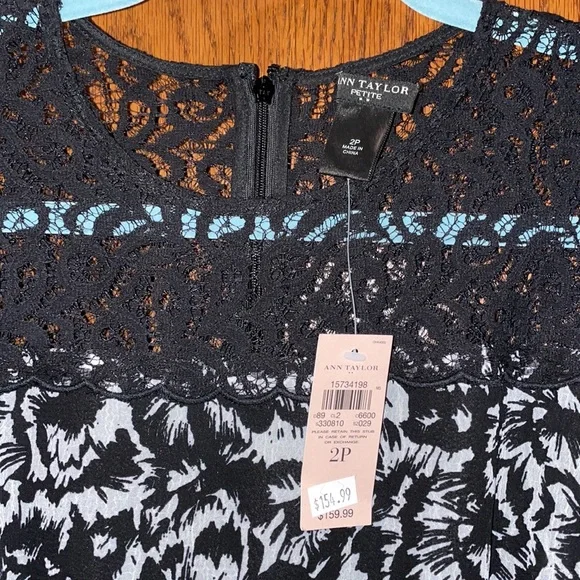 Ann Taylor Petite Black and White Floral Lace Dress - Picture 5 of 10